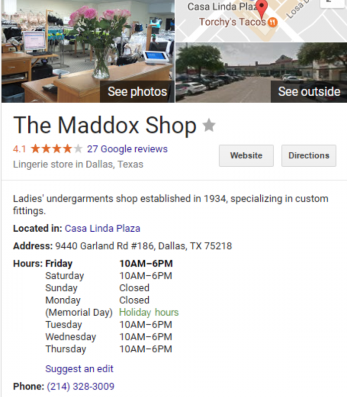 maddox shop google my business